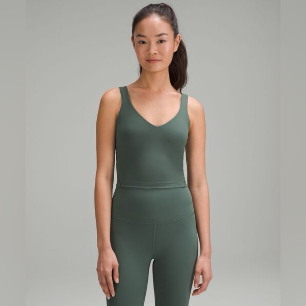 lululemon athletica Olive Green V-Neck Tank Top